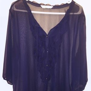 Old Navy Navy Blue Button-up Blouse